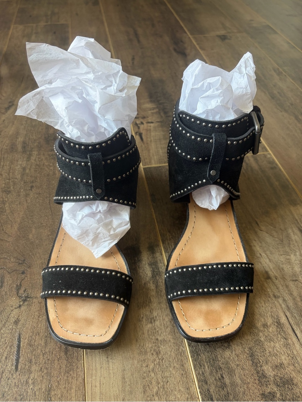 Banana Republic Black Studded Suede Ankle-Strap heels